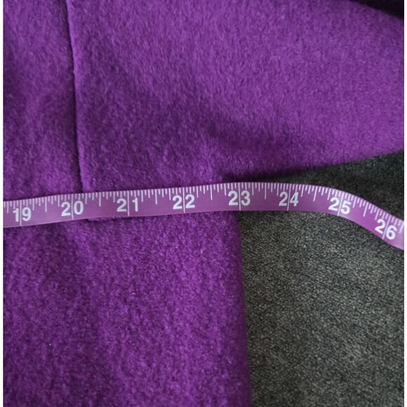 Eileen Fisher All Wool Felt Front Snap Cape Jacket Long Purple Excellent Sz S - Picture 10 of 12